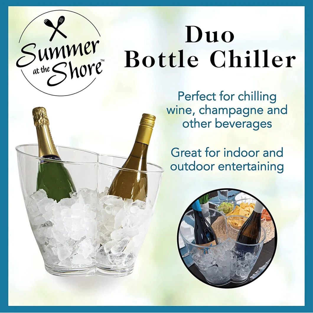 Summer at The Shore Wine and Champagne Duo Bottle Chiller, One Size, Clear