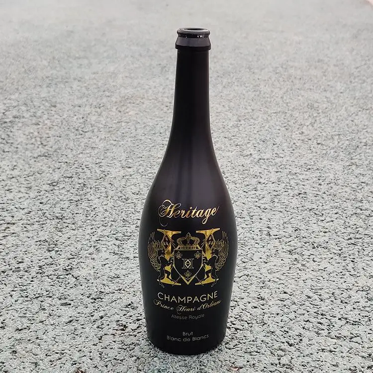 Rsg Wholesale Gold Printing Empty 500ml Frosted Matt Black Gold 700ml Inflatable 750ml Colorful Champagne Bottles