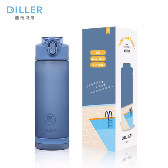Custom Logo Wholesale Plastic Tritan Sport Water Bottle with Straw
