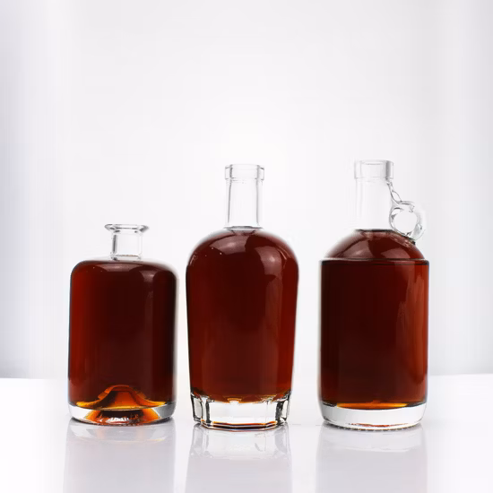 Atacado 200ml 375ml 500ml 700ml 750ml 1000ml 6.5oz 12.5oz 16.5oz 23oz 25oz 33oz Garrafa de Vinho de Vidro Garrafa de Vodka de Vidro Garrafa de Licor de Vidro Garrafa de Gin de Vidro