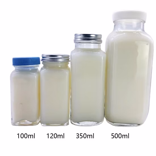 250ml 350ml Garrafa de vidro de molho picante com gargalo de anel com tampas de rosca para suco de Kombucha de fermentação fria 500ml