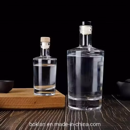100ml 375ml 500ml 750ml Licor Garrafa de Vidro para Vodka Gin Whiskey Rum com Cortiça