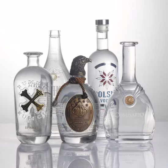 750ml Premium Pesado Extra Flint Decalque Impresso Rum Gin Vodca Uísque Garrafa De Vidro De Uísque