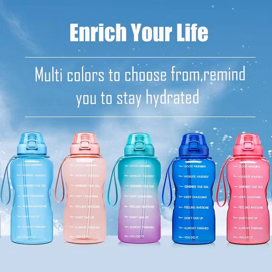 Garrafa de água motivacional 74 onças reutilizável à prova de vazamentos Tritan BPA jarro de água esportivo