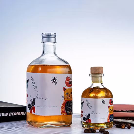 Venda quente Vazio 100ml 250ml 500ml Transparente Ondulado Gelo Vodca Uísque Rum Vidro Fruta Garrafa de Vinho